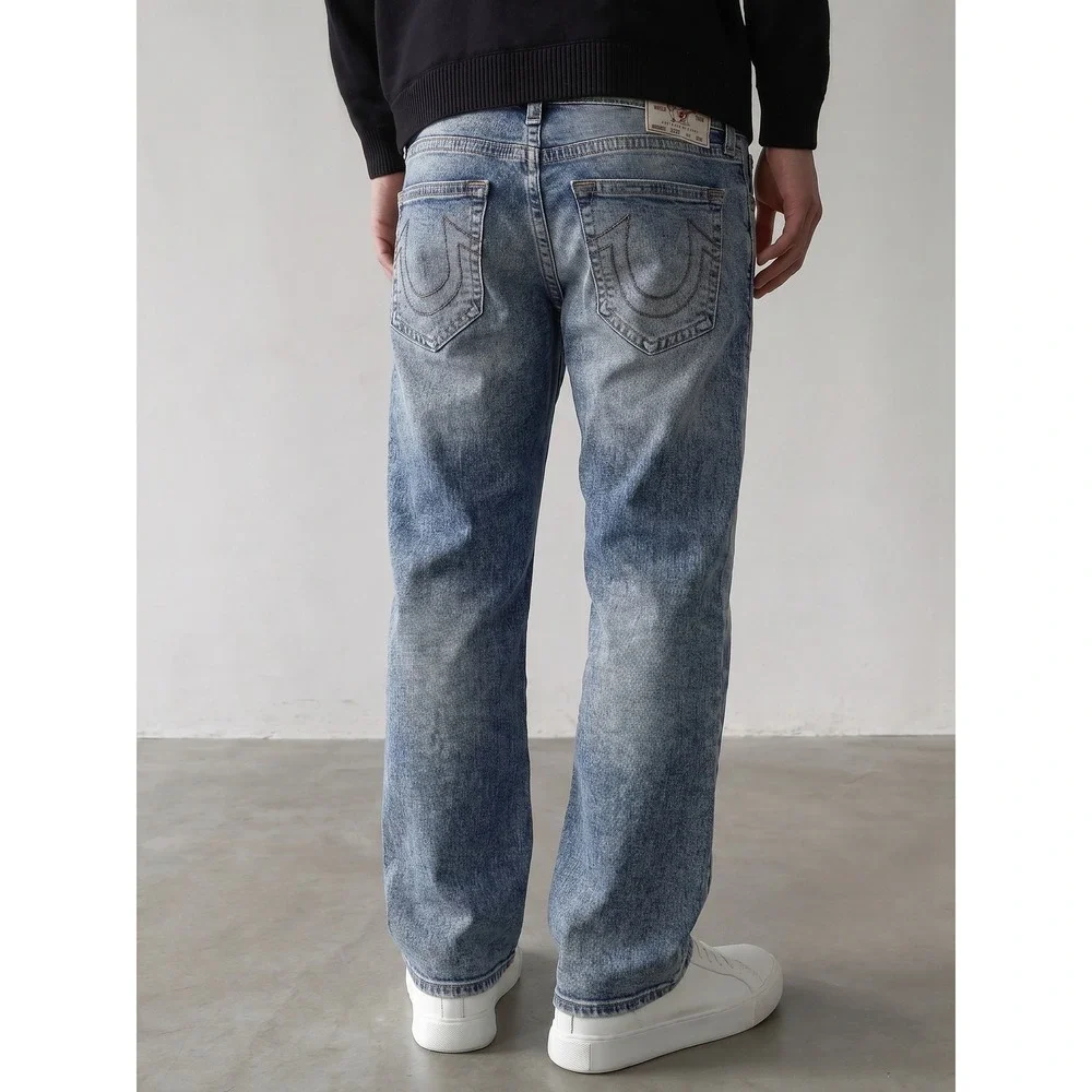 NWT True Religion‎ Ricky Jeans 36 x33 Relaxed Straight Acid Wash Y2K Streetwear